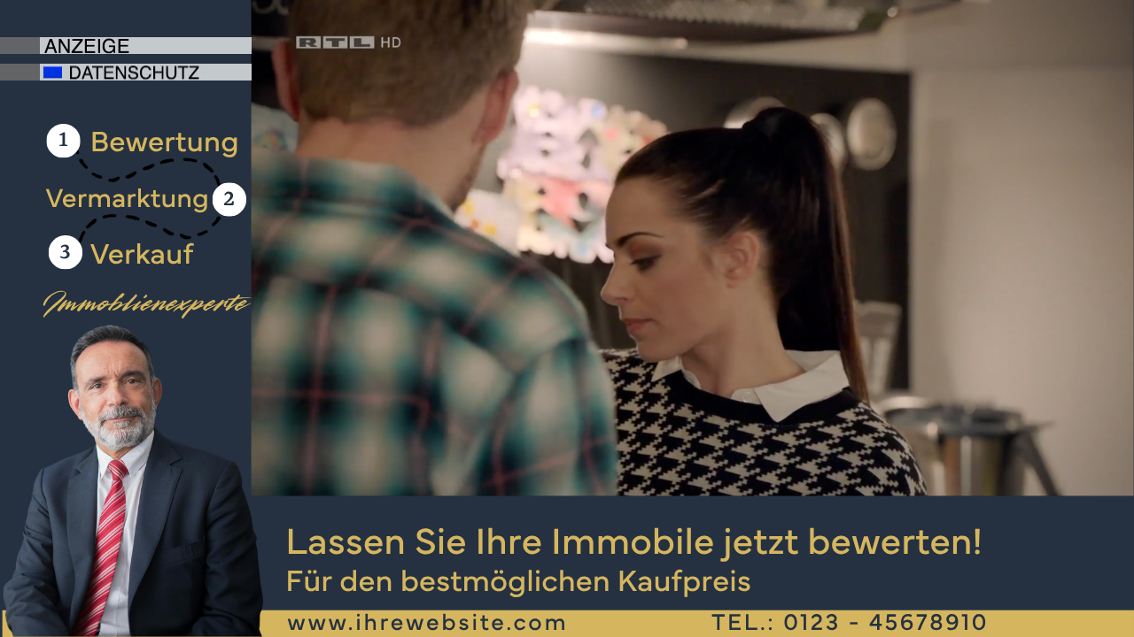 TV-Werbung Banner Beispiel für Immobilienmakler